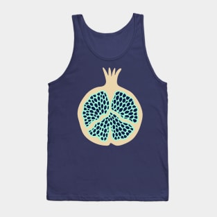 POMEGRANATE Fresh Plump Ripe Tropical Fruit in Cream with Mint Green and Dark Blue Seeds - UnBlink Studio by Jackie Tahara Tank Top